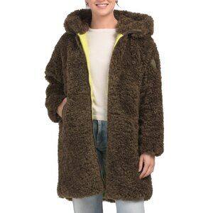 SAVE THE DUCK Green Angelica Faux Shearling Jacket